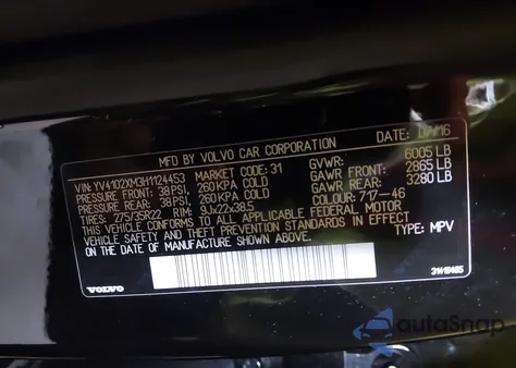 2017 Volvo Xc90 T5 R-Design from USA, damaged, VIN YV4102XM3H1124453